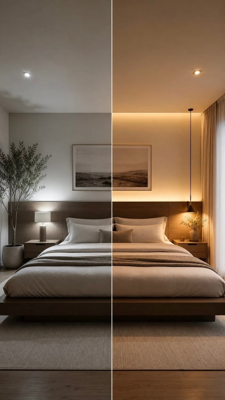 Bedroom lighting comparison: Standard LED vs. Longwave 2340K